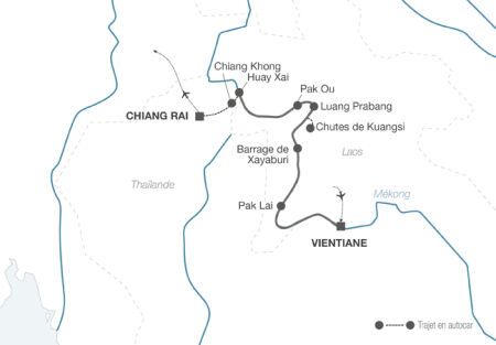 Croisière les Splendeurs du Laos, de  Vientiane à Chiang Rai 